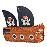 Relaxdays Pignatta a Forma di Nave dei Pirati, da Riempire, per Feste di Compleanno dei Bambini, da Appendere, in Carta, ...