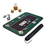 Relaxdays Tappeto da Poker 100x60cm, Tappetino Carte, Gioco Texas Holdem, Panno Rettangolare Poliestere, Verde Nero, Gomma 50%