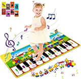 RenFox Tappeto Musicale, Tappetino per Pianoforte Tappetino da Ballo con 10 Tasti, 8 Versi Animali e 3 Strumenti Musicali, Giocattoli ...