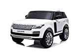RIRICAR Range Rover Elettrico, Bianco, Doppio Sedile in Pelle, Display LCD con Ingresso USB, unità 4x4, Batteria 2X 12V7Ah, Ruote ...