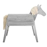 roba Cavallo da esterno e da volteggio, legno massiccio grigio, cavallo da giardino con criniera e coda