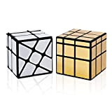 Roxenda Mirror Cube Set, con Cubo Specchio Vento Argento e Cubo Specchio Oro S, Cubo di velocità 3x3x3 Irregolare Puzzle ...