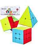 Roxenda Speed Cube Set, [3 Pezzi] Stickerless Cube Pack con Cubo di velocità 2x2 3x3 Piramide, Durevole e Colori Vividi ...