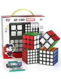 ROXENDA Speed Cube Set, 4 Pack Magic Cube Set di 2x2x2 3x3x3 4x4x4 5x5x5 Speed Cube con Confezione Regalo, Adesivi ...