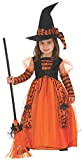Rubie's Costume Da Strega Brillante Per Bambina, Arancione, Con Dettagli In Glitter E Cappello Con Dettagli In Paillettes Per Halloween, ...