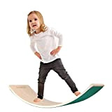 RUNSTR Balance Board per Bambini 83 x 29.5 cm Tavola di Bilanciamento in Legno Tavoletta Equilibrio Curva Wobble D'equilibrio Gioco ...