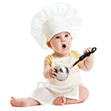 Ruspela Costume da cuoco per neonato chef costume fotografico, cappello e grembiule cucina bambini cappello cuoco bambino