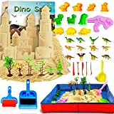 Sabbia Modellabile Magica 2 lbs di Sabbia Naturale, 39 accessori include dinosauro, Stand per Gli stampi, alberi, strumenti di pulizia ...