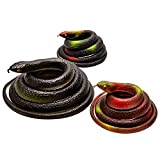 SAVITA 3 PCS Serpenti di Gomma realistici 2 Dimensioni Giocattoli a Forma di Serpente per Scherzo, Puntelli da Giardino per ...