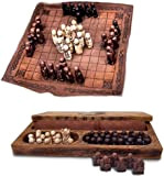 SAXTZDS Hnefatafl Set di Scacchi Vichinghi,Board Game Viking Chess,Set di Scacchi in Legno Medievali,Scacchi in Pelle Pieghevole,per Adulti/Bambini