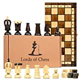 Scacchiera in Legno e Dama Gioco - 2 in 1 Scacchi Professionale, Chess Board Scacchiere Set Portatile Gioco da Viaggio ...