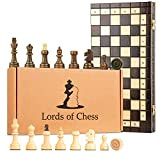 Scacchiera in Legno e Dama Gioco con 100 campi - Scacchi Professionale, Chess Board Scacchiere Set Portatile Gioco da Viaggio ...