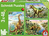 Schmidt Avventura con i Dinosauri, Puzzle, 3 x 48 Pezzi, Colore Multicolore, 56202