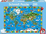 Schmidt - Mappamondo Puzzle per Bambini, 200 Pezzi
