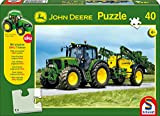 Schmidt Spiele Puzzle bambino, 40 pezzi, John Deere Trattore 7530 con carrobotte - con trattore originale SIKU