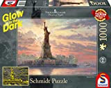 Schmidt Spiele Thomas Kinkade, statua della libertà al crepuscolo della sera, Glow in the Dark Puzzle da 1000 pezzi, Multicolore, ...
