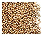 Seed Beads 20gr 8/0 (2,8-3,2 mm) Ceco Rotondo Perle di Rocailles con Foro Rotondo, Aztec Gold (Crystal Pale Gold Matte)