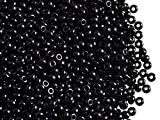 Seed Beads 20gr 9/0 (2,4-2,8 mm) Ceco Rotondo Perle di Rocailles con Foro Quadrato, Jet Black