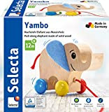 Selecta - Elefante Yambo, giocattolo da tirare in legno, 13,5 cm, 62000