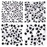 Self-Adhesive Googly Eyes, Sticky Wobbly Craft Eyes – 300 Pieces in Assorted Sizes (6mm, 8mm, 10mm, 12mm)