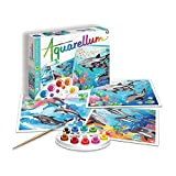 Sentosphere 3906220 - Set per dipingere con acquerelli con 3 Disegni da colorare, Tema: Delfini