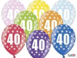 Set 6pz Palloncini 40 Anni Multicolor Assortiti Grandi Biodegradabili Sicuri e Testati per Festa Compleanno
