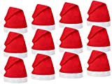 Set di 12 Cappelli da Babbo Natale con Pon Pon (wm-32) Rosso Bianco di Feltro per Adulti Uomo Donna di ...