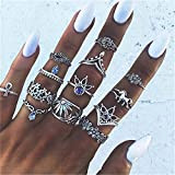 Set di 13 anelli per nocche con loto unicorno unicorno per set di anelli da dito impilabili vintage per ragazze ...