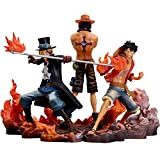 Set di 3 statuette One Piece Luffy, figure anime, decorative, giocattoli, personaggio Ace, modellino del cartone animato One Piece
