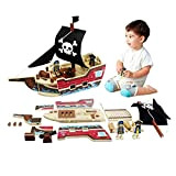 Set di 31 giocattoli per nave dei pirati, per bambini, giocattolo creativo da costruzione, set da artigianato in legno per ...