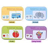 Set di 4 pezzi Formazione Didattica Flash Cards Baby Educativo Precoce Anti-Tear Puzzle di Corrispondenza Carte Cognitive con Scatola di ...