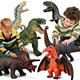 Set di 6 giocattoli di dinosauro per bambini e bambini, motivo: Velociraptor T-Rex Triceratops, grandi e morbidi giocattoli di dinosauro ...