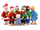 Set di 7 figure in legno per bambole per casa delle bambole, bambole di Natale per decorazioni regalo per accessori ...