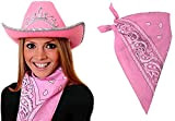 Set di accessori da cowgirl con cappello da cowboy rosa + bandana rosa, per addio al nubilato o festa, da ...