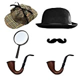 Set di Accessori per Costume da Sherlock Holmes E John Watson per Adulti, Perfetto per LA Giornata del Libro Mondiale ...