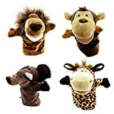 Set di burattini a mano animale, peluche giraffe scimmia marionetta di burattini giocattoli per bambini 4 pezzi