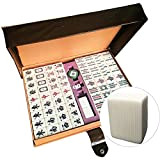 Set di gioco cinese Mahjong con custodia da viaggio, 146 piastrelle con numeri arabi, 2 dadi 1 indicatore vento, set ...