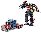 Set di mattoncini da costruzione dei Transformers. Kit 2 in 1 per montare il robot o il camion. 377 pezzi.