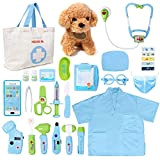 Set di medici per bambini – Set da gioco per animali domestici con costume da dottore, cane di peluche, kit ...