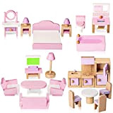 Set di Mobili per Casa delle Bambole in Legno, 5 Stanze 22 Mini Mobili Accessori Casa delle Bambole per Ragazza ...
