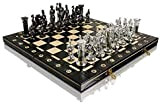 Set di scacchi CHROME SPARTAN Scacchiera in legno da 16 pollici con ornamenti e pezzi in plastica cromata appesantita (Spartan ...