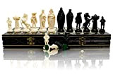 Set di scacchi edizione in bianco e nero da 40 cm / 16 "tavola di legno / pezzi di plastica. ...