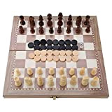 Set di scacchi in legno, scacchi e pedine 3 in 1 e set da gioco pieghevole per scacchiera da backgammon, ...