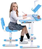Set di scrivania per bambini con lampada, regolabile in altezza, scrivania per bambini con sedia, telaio di lettura e cassetto, ...