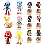 Set di Sonic Figures Cake Topper,Sonic Compleanno Decorazioni Torta,Sonic Mini Figurine,Sonic the Hedgehog Action Figure,Decorazioni torta,Decorazione di Compleanno per Bambini,Regalo ...