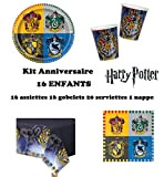 Set festa, party, compleanno Harry Potter 16 bambini (16 piatti, 16 bicchieri, 20 tovaglioli, 1 tovaglia ) festa
