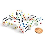 Set of 10 Six Sided D6 16mm Standard Dice White with Multi-Color Pips by Koplow Games