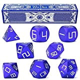 Set of 8 Cobalt Masterwork Precision Aluminum Polyhedrals with Laser-Etched Strongbox by Wiz Dice by Wiz Dice
