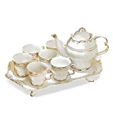 SETSCZY 8 Pezzi Servizio da tè in Porcellana Inglesi, Set da tè in Ceramica,Vintage Set Tazzine da caffè Fiori Rossi, ...
