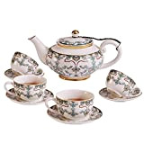 SETSCZY 9 Pezzi Servizio da tè in Porcellana Inglesi, Europeo in Stile Titanio Vintage Set Tazzine da caffè Cinese con ...